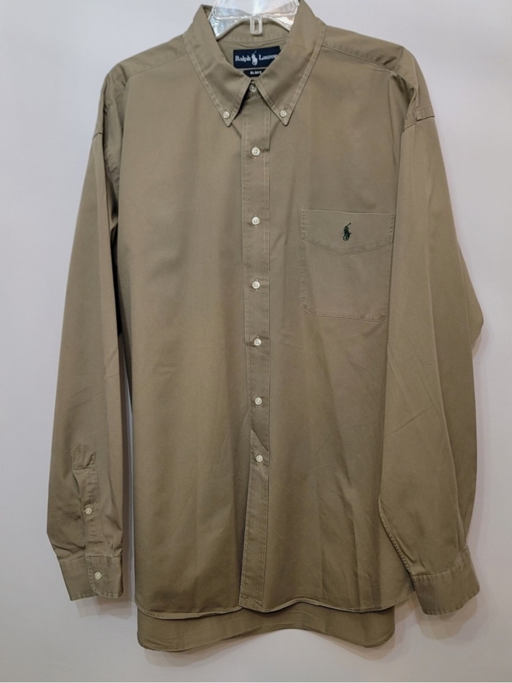 Ralph Lauren Men’s Olive/Tan Long-Sleeve Button-Down Shirt